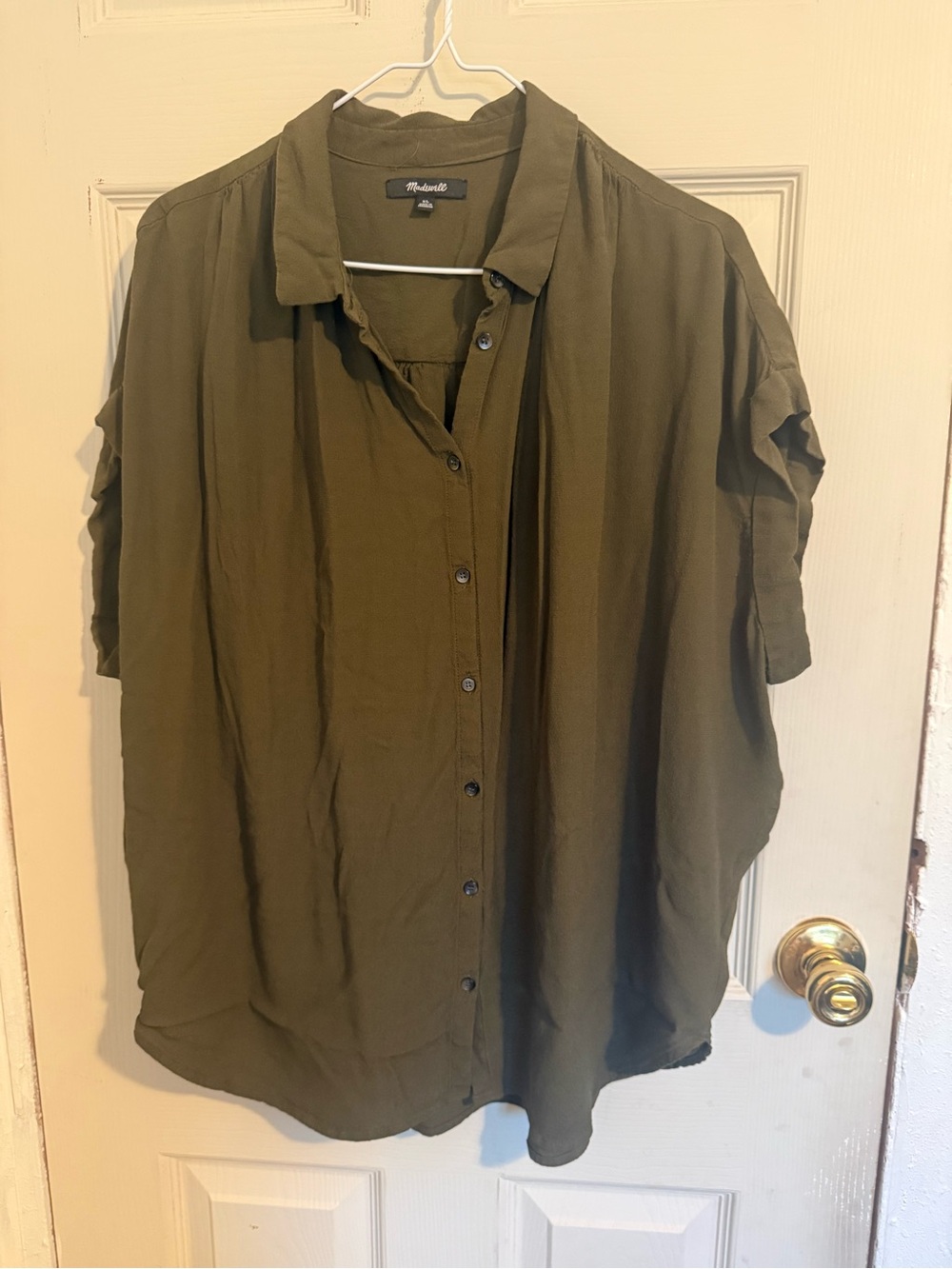 Madewell Olive Green Button-Front Blouse